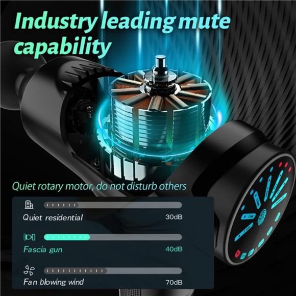 Massage Gun -  Handheld Massager Electric Portable Massager - Black (15 Heads) - Picture 2 of 5